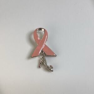 Breast Cancer Pink Ribbon & High Heel Charm Pin